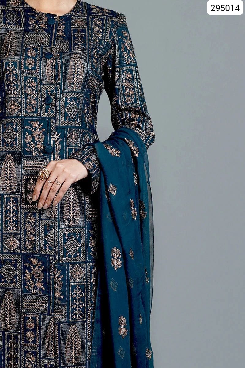 Premium 3-Piece Unstitched Heavy Dhank (Shirt, Dupatta, and Trouser)