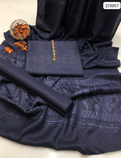 3 piece winter Banarsi jacquard Shawl with Dhanak Marina Shirt and trouser