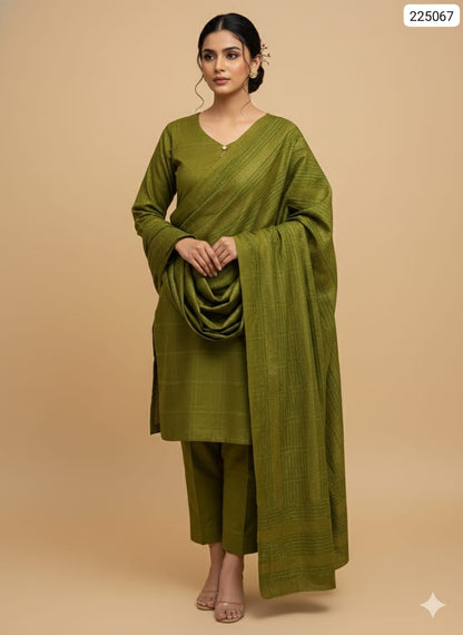 3 piece winter Banarsi jacquard Shawl with Dhanak Marina Shirt and trouser