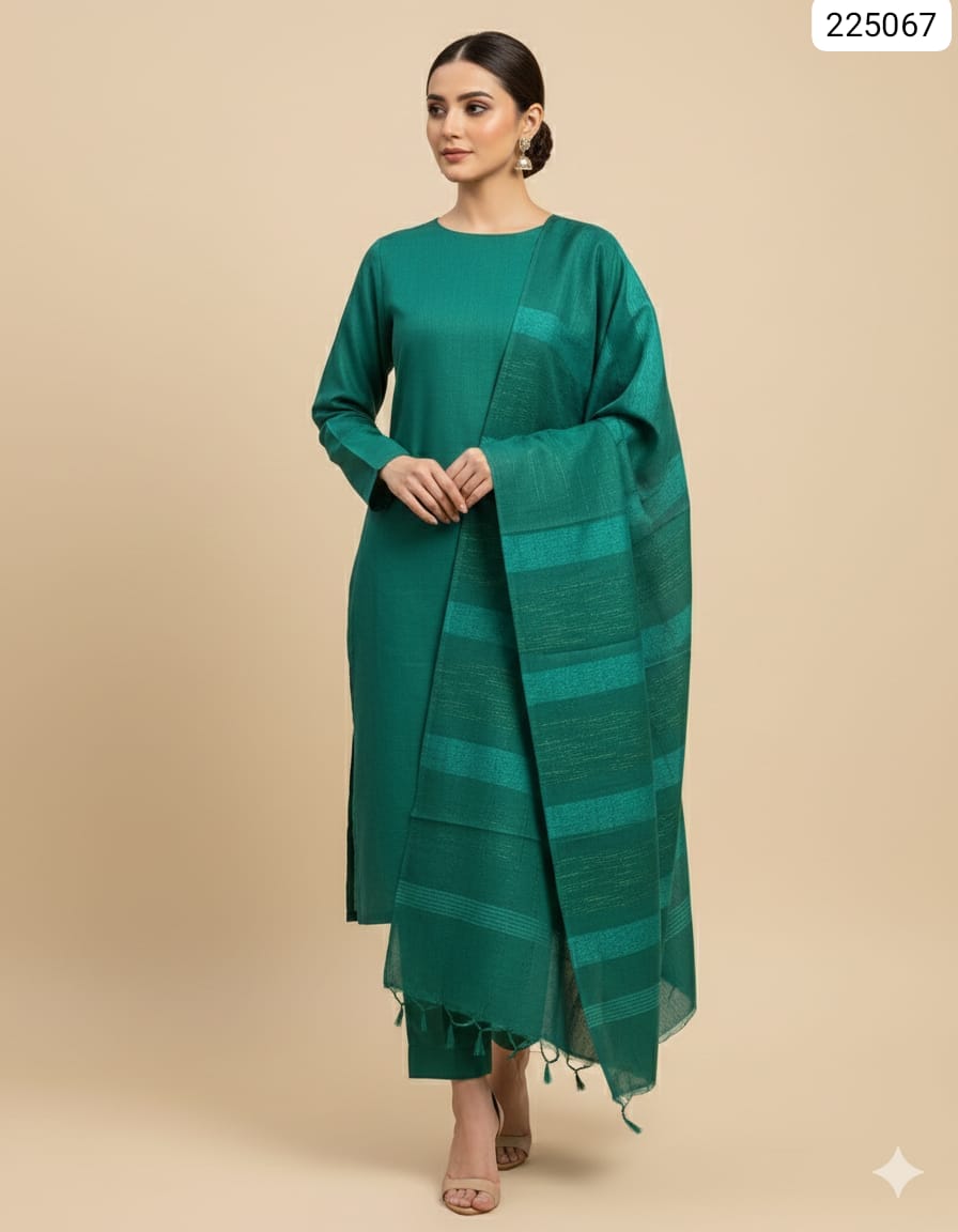 3 piece winter Banarsi jacquard Shawl with Dhanak Marina Shirt and trouser