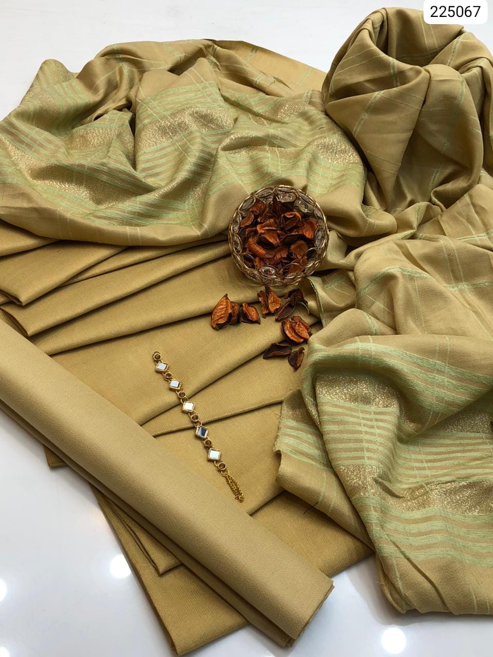 3 piece winter Banarsi jacquard Shawl with Dhanak Marina Shirt and trouser
