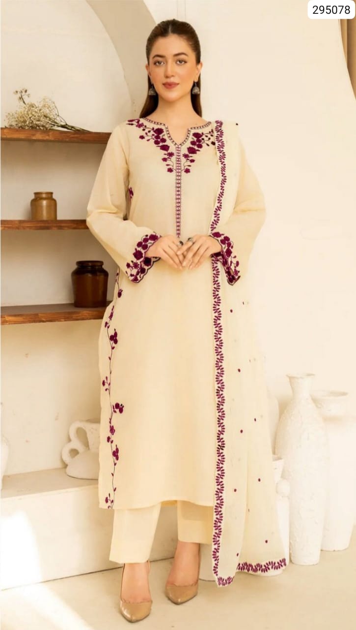 3-Piece Unstitched (Shirt, Dupatta, and Trouser) High-Grade Dhanak (Winter Special)