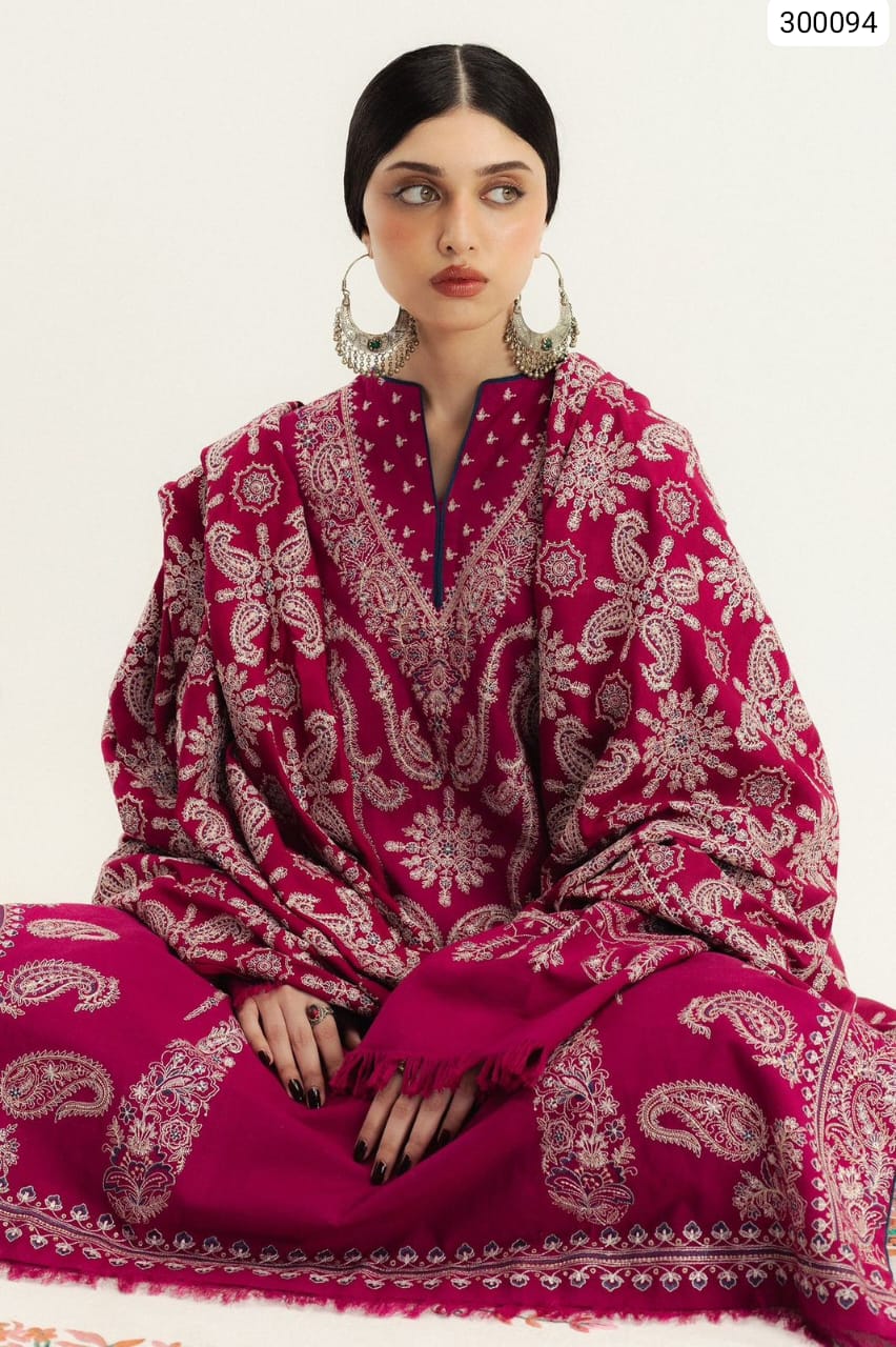 Premium 3-Piece Unstitched Dhank Collection (Shirt, Trouser, &amp; Dupatta)