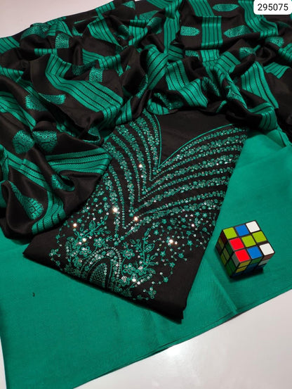 3-Piece unstitched suit,Indian Susi Banarsi Jacquard Shawl