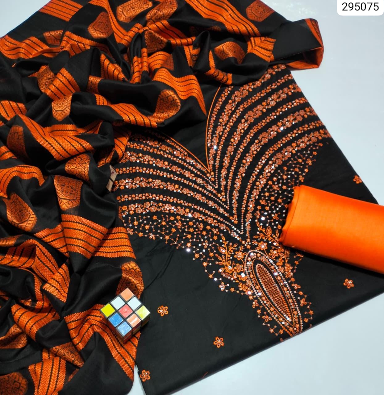 3-Piece unstitched suit,Indian Susi Banarsi Jacquard Shawl