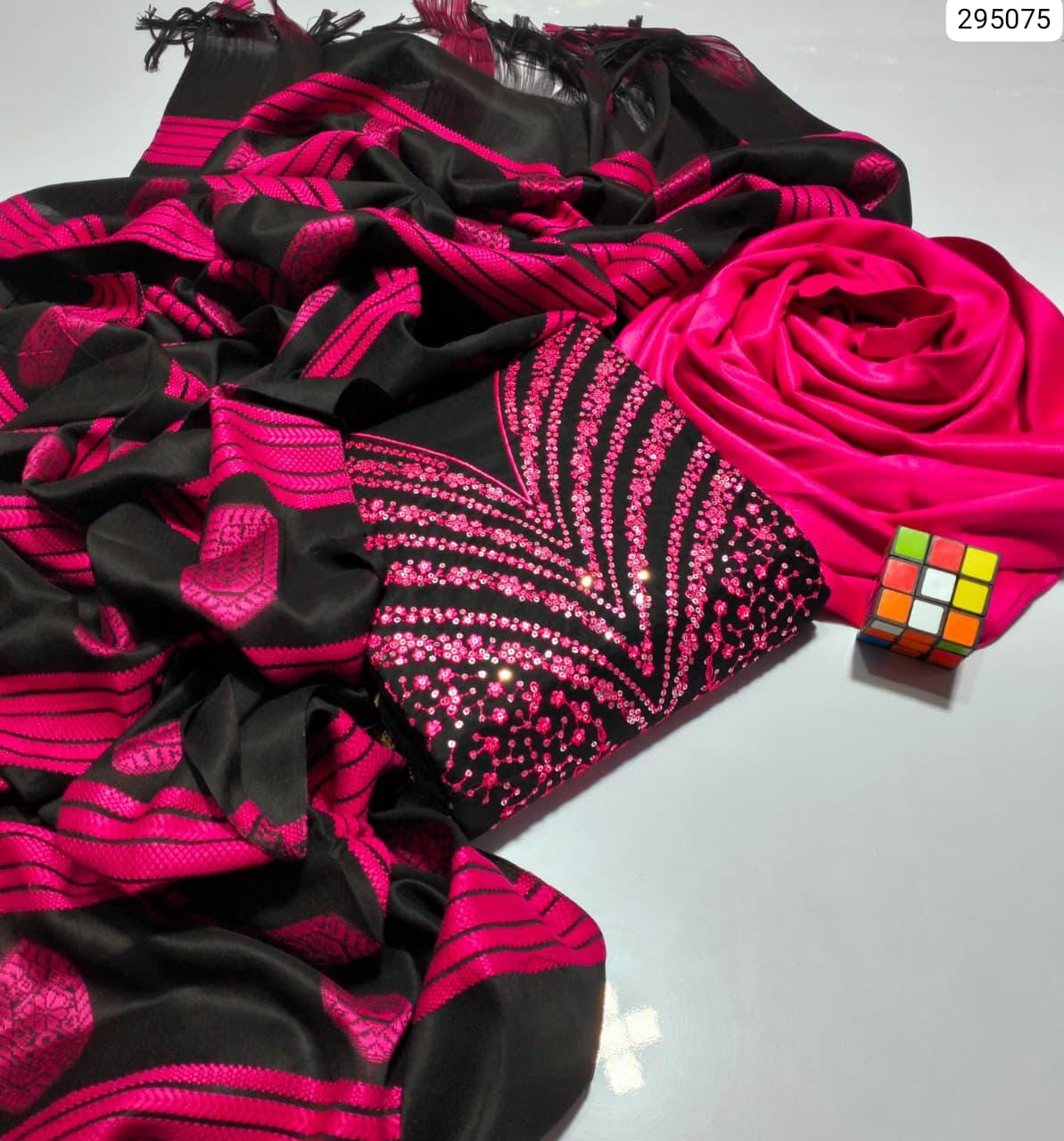 3-Piece unstitched suit,Indian Susi Banarsi Jacquard Shawl